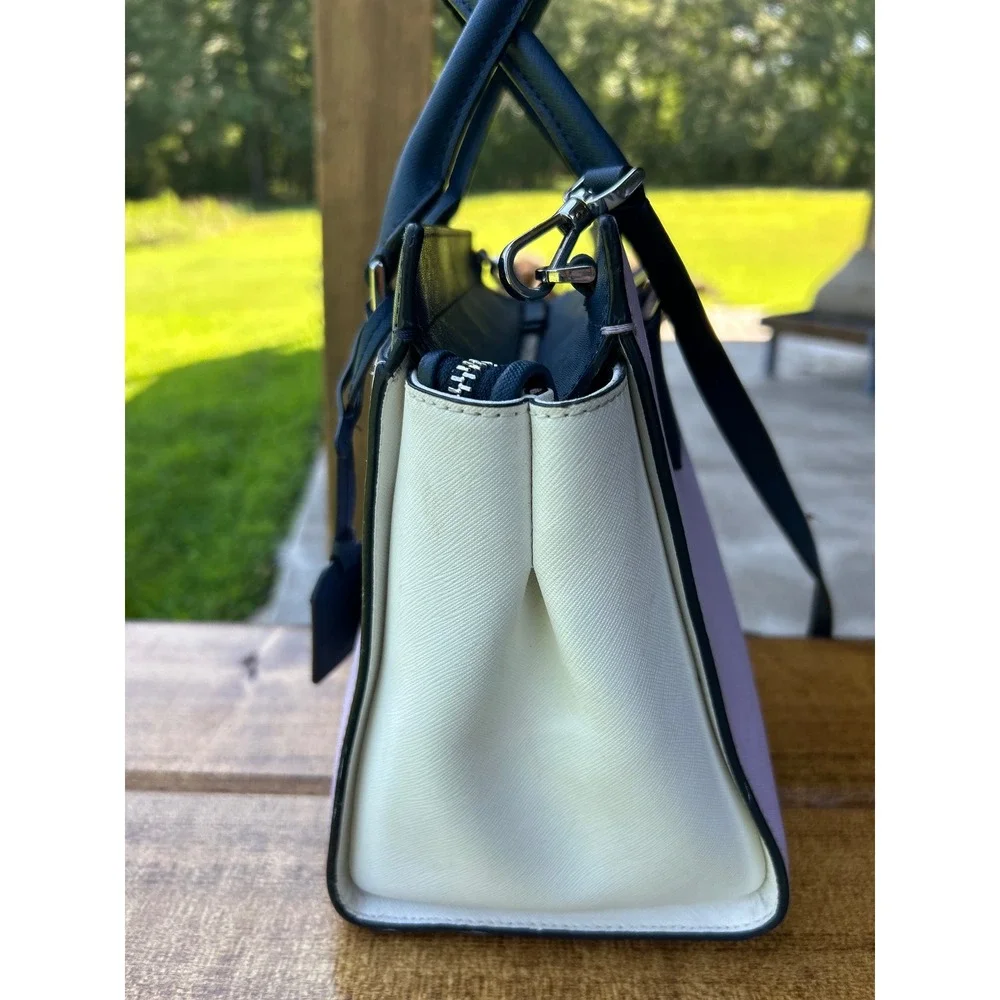 Kate Spade Cameron Medium Satchel Bag Color block Lavender White Blue Crossbody